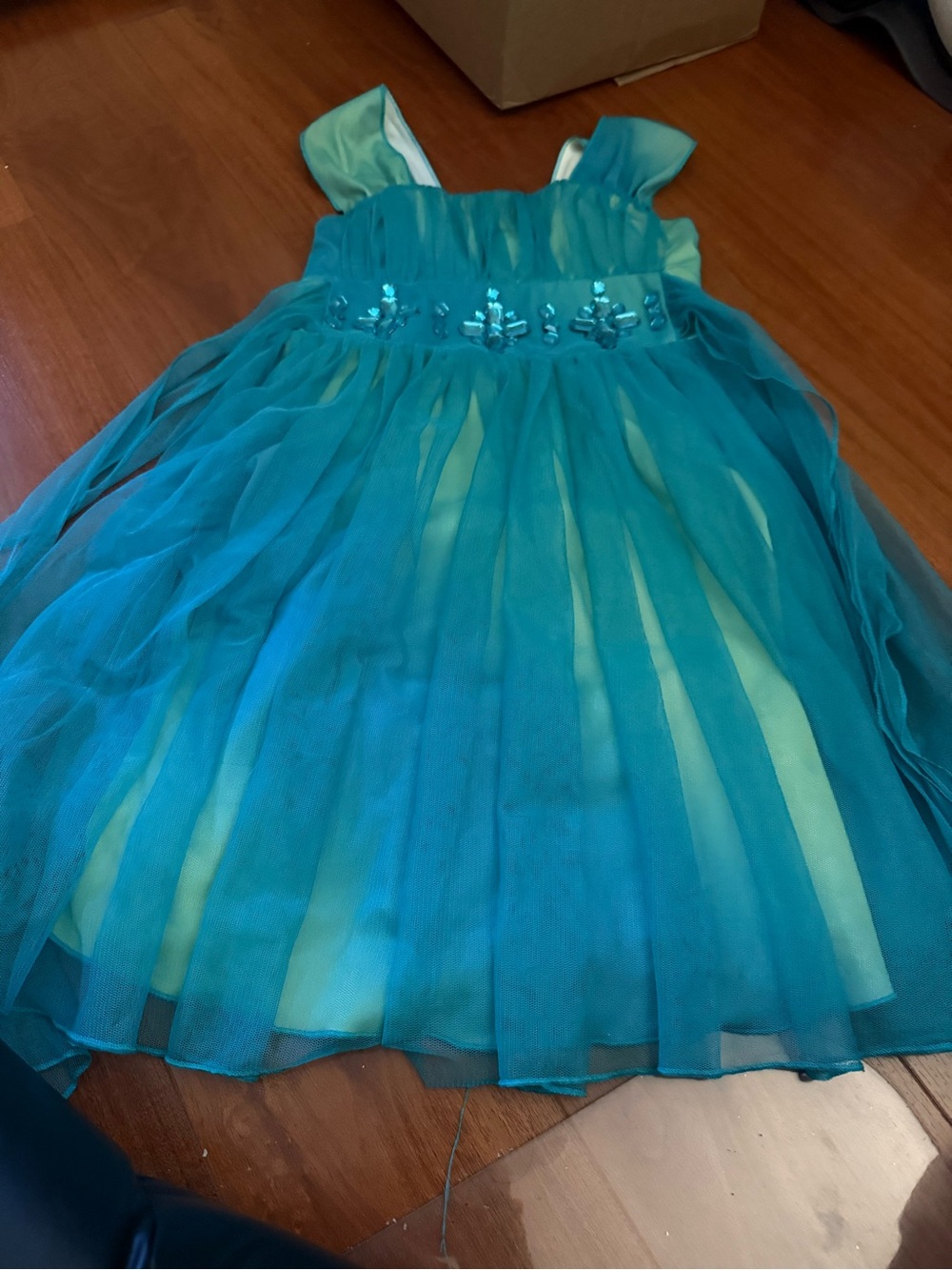 Sequin Hearts Teal Tulle Party Dress